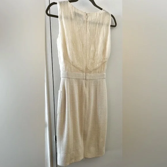Chanel Ivory Tweed and Crinkle Crepe Dress Fits XS/ 36 - Picture 6 of 10